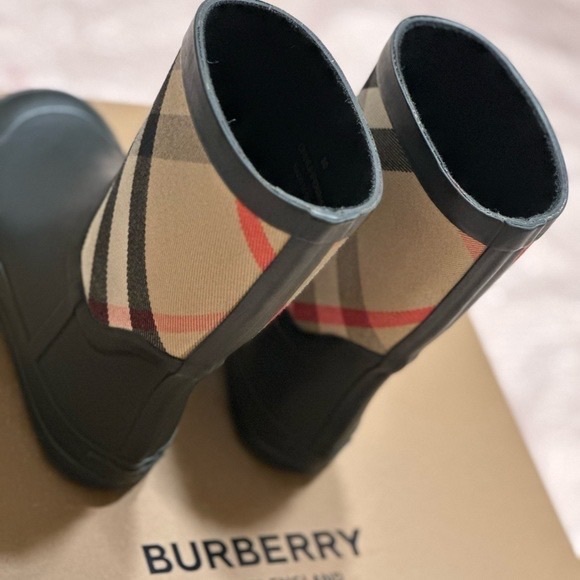 Burberry Black and Tan Plaid Boots - Picture 2 of 2